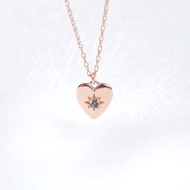 倫敦藍托帕石925純銀歐美愛心項鍊