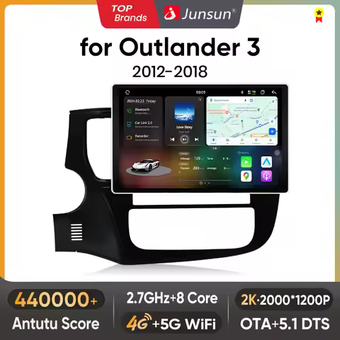 Junsun V3 Plus 2K Car Radio 7862 For Mitsubishi Outlander 3 GF0W GG0W 2012-2018 Wireless CarPlay And