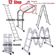 ( LD5 ) Heavy Duty Aluminium 12 Steps Multipurpose Ladder 6 Hinges MP12 Tangga