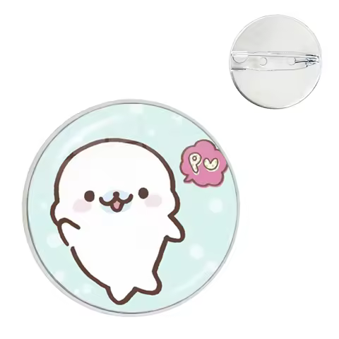 Cute Animal Seal Mamegoma Cartoon Brooch Pins Badge Photo Glass Gems Metal Pin For Clothes Hat Acces