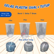 Oval Plastic Cup l U Cup 12oz 14oz 16oz + Lid contents 50 Pcs