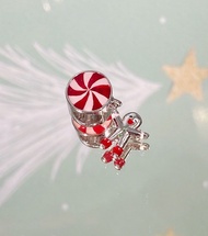 Beadberry | Ginger Bread Candy Dangle ชาร์มเงินแท้ ชุบทองขาว งานลงยา (ราคาต่อชิ้น) แถมถุงผ้าลูกฟูก ผ