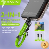 BAVIN CB373 2 in 1 PD Cable & Lanyard 60W Fast Charging Type-C 0.3m Braided Wire for Smartphones
