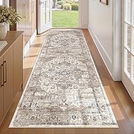 3x8 Washable Runner Rug :Hallway Runner with Non Slip Backing Farmhouse for Bedroom Bathroom Living 