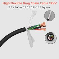 High Flexible Drag Chain Cable TRVV2 3 4 5-Core 0.3 0.5 0.75 1 1.5 Square Bending Resistant Flexible Wire-3/5Meters