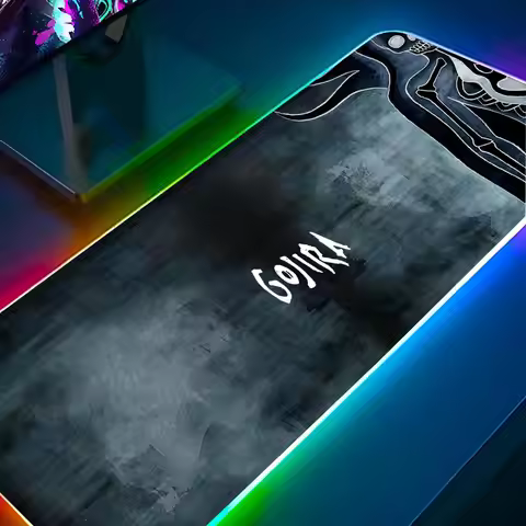 Gojira Mouse Pad RGB Pc Gamer Keyboard LED Glowing mause pad Mats Rubber Cute Cartoon Gaming Compute