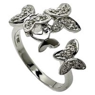 Size 12 Butterfly Diamond Ring, 0.15ct Total, 18K White Gold, 3.7g, Women's