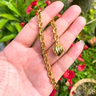 Rantai Tangan Emas Suasa Buah Hati Gold Plated Love Pendent Bracelet
