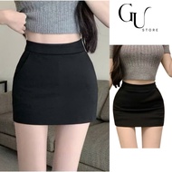 A-line short skirt with high waist, wide waist, soft elastic umi material with inner lining GU STORE