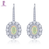 Lohaspie Jewelry Genuine Silver Earrings 925 Original Natural Opal Garnet Topaz Drop Earring Opal St