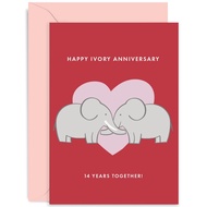 [Coisíní] Happy Ivory Wedding Anniversary Card for Couple - Elephant Anniversary Card - 14th Anniver