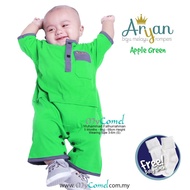 (Free Sock) Romper Baju Melayu Aryan ( New 2019) - Leaf Green