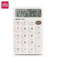 Deli TE121 Portable Calculator Calculator Calculator Dual Power Desktop Office Calculator
