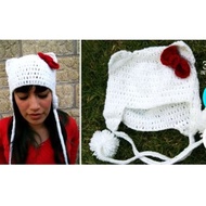 HANDMADE HELLO KITTY BEANIE CAT HAT/HELLO KITTY CAT HAT/HELLO KITTY CAT HAT/CAT BEANIE HAT CUTE/VIRA