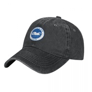 (ReadyStock) Brighton &amp; Hove Albion F.C. logo Adult washed cowboy hat curved ring sun caps simple hats  Unisex 100% cott