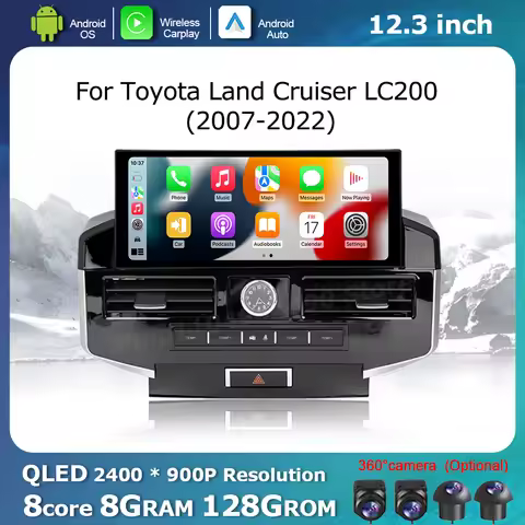 Carplay Android Auto for Toyota Land Cruiser LC200 2007 - 2022 Car Accessories Display Screen Multim