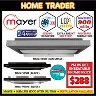 MAYER ✦ SEMI INTEGRATED HOOD WITH OIL TRAY ✦ SLIMLINE COOKER HOOD ✦ MMSI903OT ✦ SILVER ✦ BLACK ✦ GUN