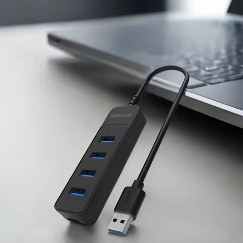 DTECH Transfer Data 4 in 1 USB Docking Station Extender Adapter USB 3.0 Hub 4 Port With LED