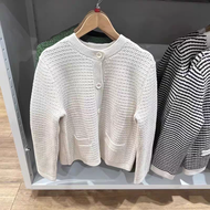 UNIQLO Ujia เสื้อกันหนาวเสื้อคาร์ดิแกนแบบถักใหม่สำหรับผู้หญิงเสื้อโค้ทแจ็คเก็ตสไตล์กลิ่นหอมขนาดเล็กแ