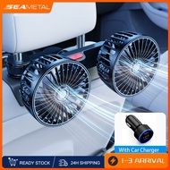 SEAMETAL 12/24V Kipas Kereta 5V/2A USB Car Fan Back Headrest Rear Seat Air Cooling Fan 3 Speed Wind 