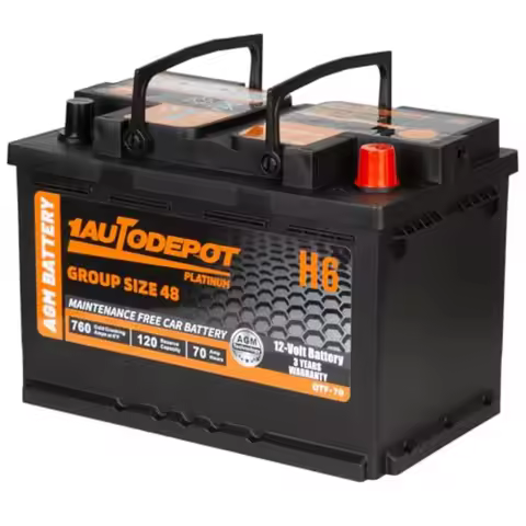 H6 Size 12V 70Ah AGM Automotive Battery with 760CCA 120RC Premium Maintenance Free BCI Group 48 Batt
