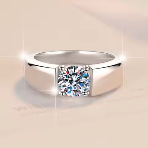 0.5-2CT D Color Moissanite Engagement Ring for Women 925 Sterling Silver Gold Plated Solitaire Rings