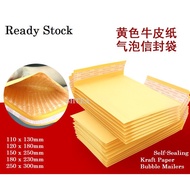 10pcs Bubble Wrap Envelope Mailer Yellow Poslaju Paper Double Post