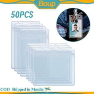 50Pcs Transparent ID Card Holder Waterproof Vertical Horizontal ID Card Case Cover