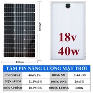 Tấm 43 x 67cm pin năng lượng mặt trời Poly 18v-40w