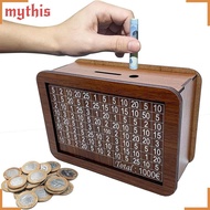 MYTHIS Money Box with Saving Money Goals Counter Piggy Bank Crafts Wooden Handmade Money Saving Box