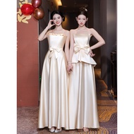 Champagne Bridesmaid Dress - Sisters Group Outfit | Annual Wedding Event