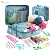 [ChiwanjidaTW✿] 58Pcs Crochet Kit Crocheting Kit with Storage Bag Travel Ergonomic Crochet Hooks Cro