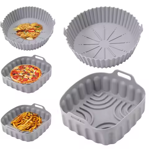 Air Fryer Silicone Basket Tray 20/23cm Round Square 4/5/6/8 Liters XXL Shape Airfryer Case Protector