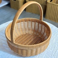 Imitation Rattan Woven Oval Basket Storage Basket Shopping Basket Imitation Rattan Plastic Woven Han