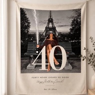 tapestry Personalized 40th Birthday Photo Banner  Custom 40th Birthday Backdrop  Birthday Party Deco