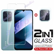 POCO C85 4G 2in1 Tempered Glass Full Screen Protector Film With Camera Lens Protector For Poco C85 P