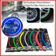 REDBUZZ Wheel Rim Stickers Tape 16 Pcs Strips Wheel Stickers Light Reflective Rim Tape For Bike Motorcycle Car