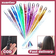 Xuantao 120 Strands Hair Tinsel Silk Hair Flare Strands Glitter Rainbow Hair Decor VN