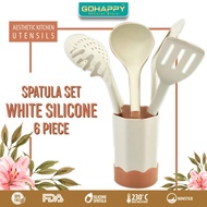 Spatula Set White Bucket Silicone 6 Pcs Gohappy Premium Sutil Set