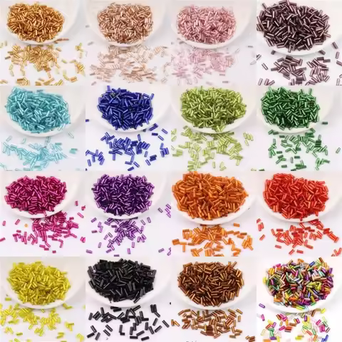 2*2mm 2*4mm 2*6mm Silver Filled Tube Beads Hand-Stitched Beaded Rice Beads Diy Handmade Bracelet Acc