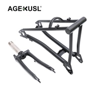 AGEKUSL Bike Front Fork Rear Triangle Fork Titanium Alloy Use For Brompton Pline Folding Bicycle