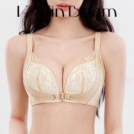 K-WinBoom 34-42C Plus Size Front Buckle Sexy Deep V Push-Up Bra Frameless Comfortable Lace Underwear