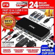 Type C 3.1 Hub Converter to HDMI USB 3.0 SD TF 12 in 1 PX UCH120B
