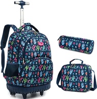 18 Inch Primary Schoolbag With Wheels 3Pcs/Set School Rolling Backpack Bag Boys Girls Kids Wheeled Backpack School Trolley Bag