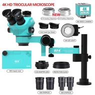 RF4 Trinocular Stereo Microscope Set 360 ° Rotation Articulating Arm Stands Phone Soldering PCB Repa