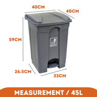 45 Litres Heavy Duty Plastic Step-On Trash Can / Step Dustbin / Rubbish Bin / Pedal Dustbin / Trash
