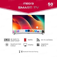 MEGRA 50 Inch 4K UHD With Netflix Licensing LED TV Smart TV Built In MYTV (50") Pro Series Bezel-Les