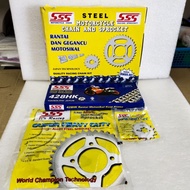 YAMAHA Y15ZR FZ150 SSS SPROCKET CHAIN SET 428HK RANTAI HEAVY DUTY COMPLETE SET