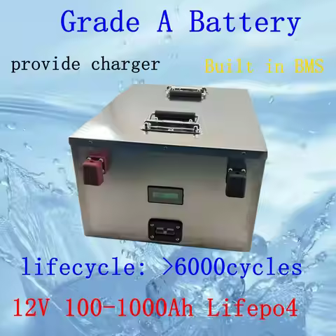 12V Lifepo4 100Ah Lithium Battery 200Ah 300Ah 400Ah 500Ah 600Ah 800Ah 1000Ah for 1KW 2KW Off-Grid Ba