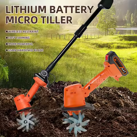 Lithium Ion Micro Tiller Electric Rotary Weeding Soil Loosening Small Plowing Household Hoe Garden T